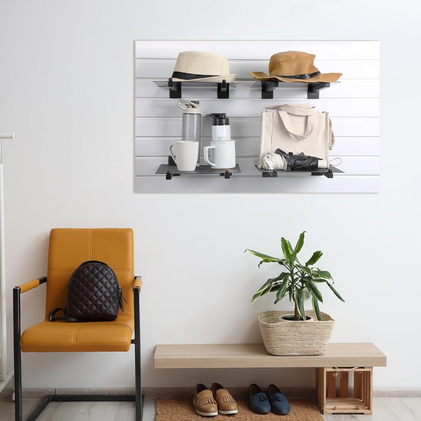 10 Pieces Slat Wall Faceout, 12 Inch Metal Square Straight Arm Hooks, Slatwall Hooks and Hangers Slatwall Accessories for Clothing Retail Garage Shop Display (Black)