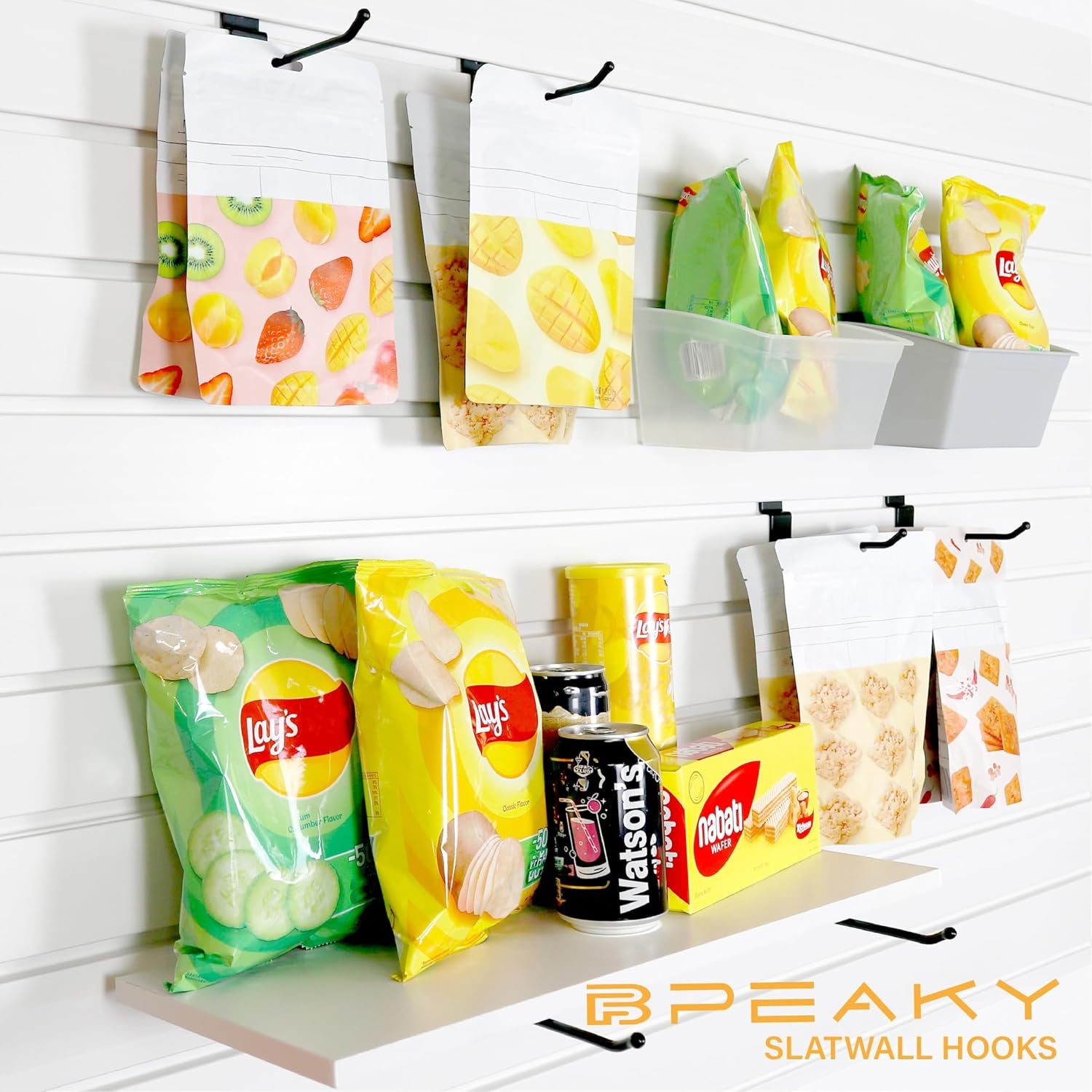 Black Slatwall Hooks 4 Inch, 25PC, Heavy Duty, Slat Wall Hanging Hooks, Display Hooks for Retail, Slatwall Accessories