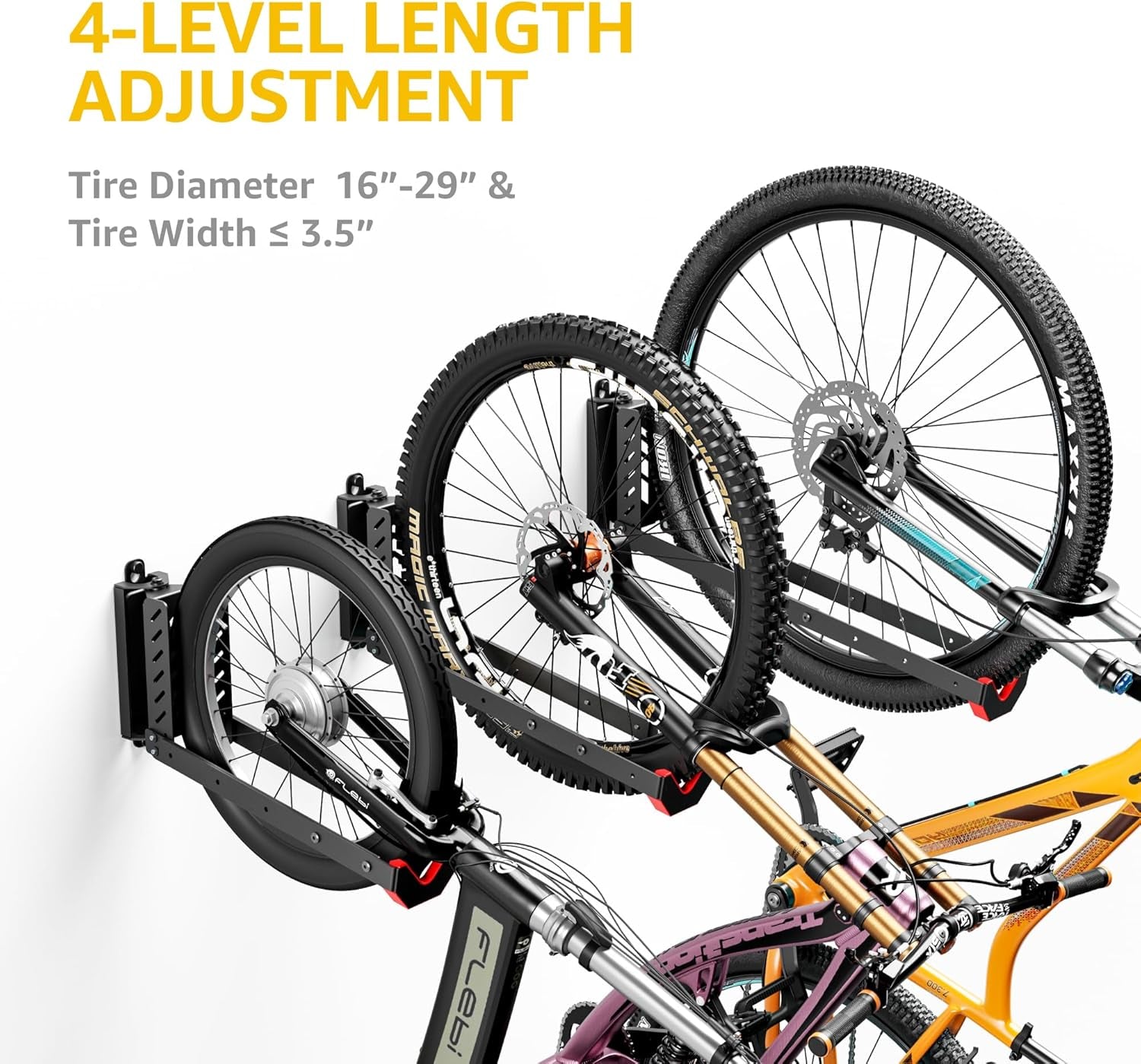 Swivel Bike Wall Mount, No Heavy Lifting Required Bike Wall Mount, Bike Hangers for Garage, Space-Saving Bike Rack Garage, Easy to Load and Unload, Bike Hanger Can Hold up to 77 Lbs