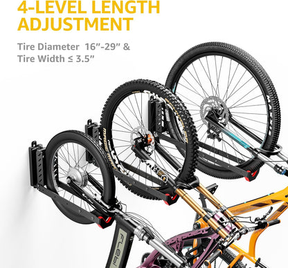 Swivel Bike Wall Mount, No Heavy Lifting Required Bike Wall Mount, Bike Hangers for Garage, Space-Saving Bike Rack Garage, Easy to Load and Unload, Bike Hanger Can Hold up to 77 Lbs