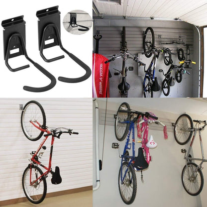 Slatwall Bike Hooks, Heavy Duty Bicycle Hangr with PVC Coating, Wall Mount Vertical Bicycle Storage Rack (2 Pack, Black)