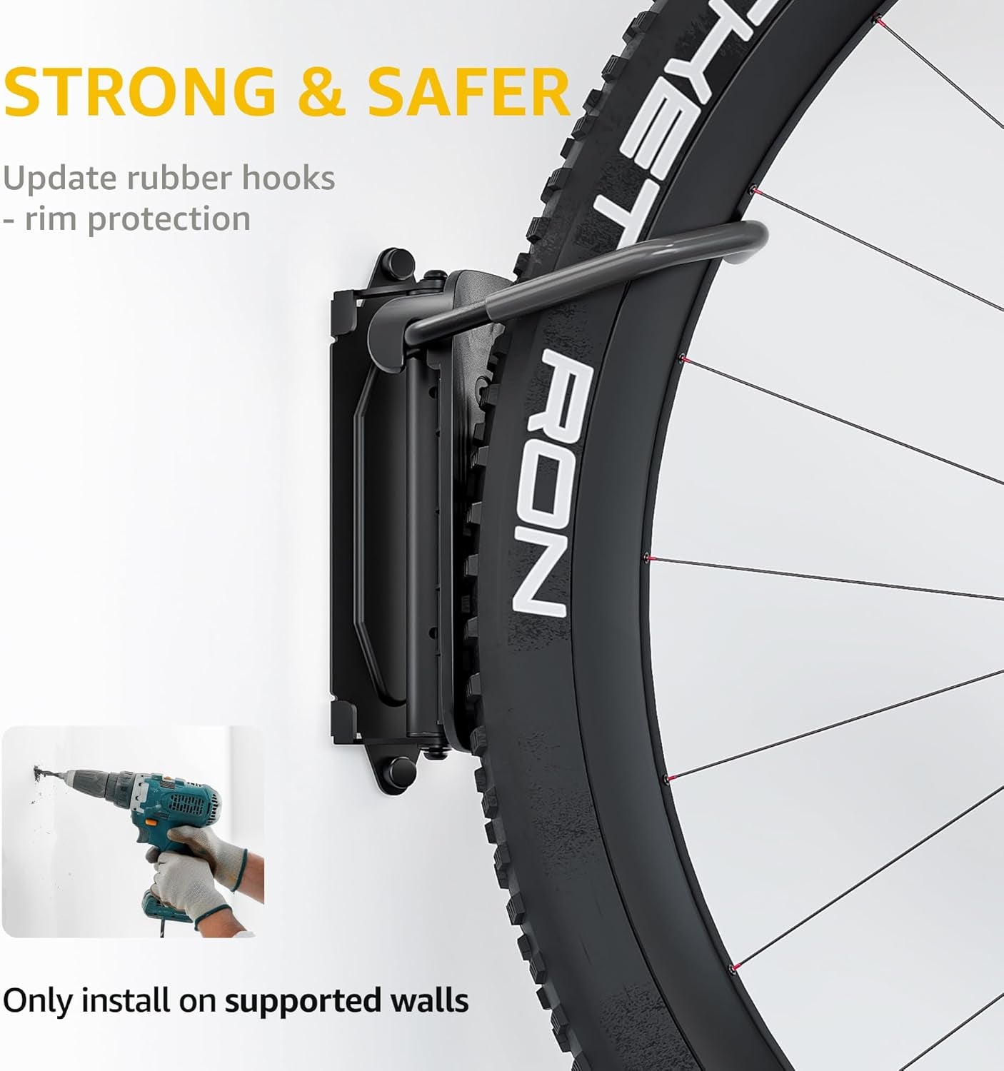 Swivel Bike Wall Mount – 4 Pack Garage Bike Hanger & Space-Saving Vertical Bike Rack for Garage & Apartment, Sturdy Bike Storage Hook Holds 66 Lbs, Easy Installation & Scratch-Proof Design