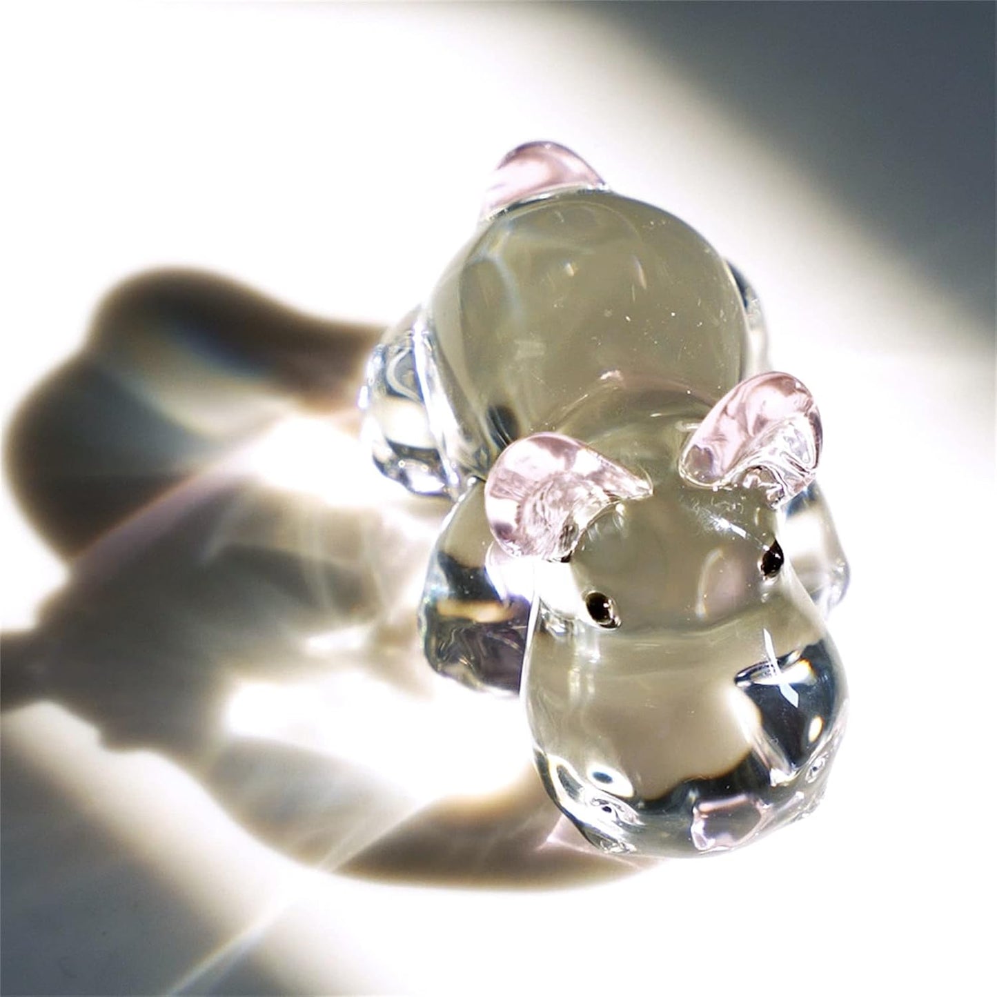2.8Inch Crystal Hippo Figurines Collectibles Gift for Mom from Daughter Art Glass Hippopotamus Statue Animal Paperweight Ornament for Table Home Decoration