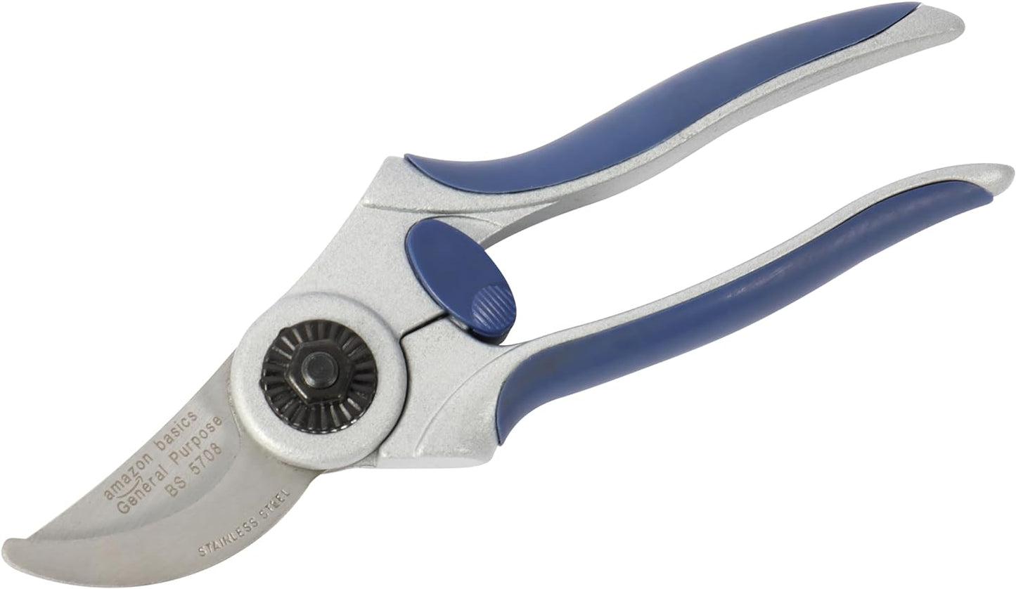Professional Hand Pruners, Pruning Shears for Gardening, 7-Inch Steel Bypass Garden Scissors, Blue