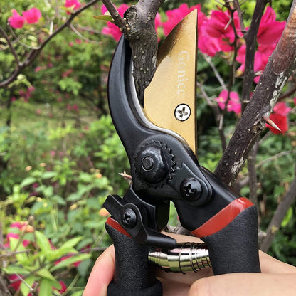 8" Professional Premium Titanium Bypass Pruning Shears (GPPS-1003), Hand Pruners, Garden Clippers.