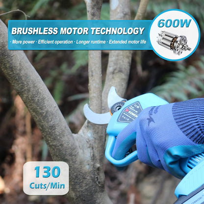 Electric Pruning Shears, Cordless Electric Pruner Battery Operated Tree Branch Cutter with 2Pcs 2Ah Lithium Batteries, 1.2 Inch (30Mm) Cutting Diameter 8-10 Working Hours