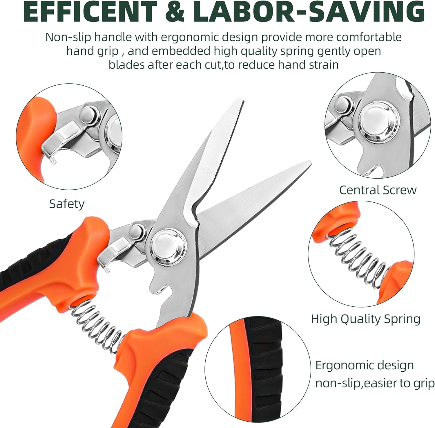 3 Pack Garden Pruning Shears, Stainless Steel Shears, Gardening Shears, Scissors, Garden Clippers, Pruning Snips, Pruning Shears for Gardening Tools