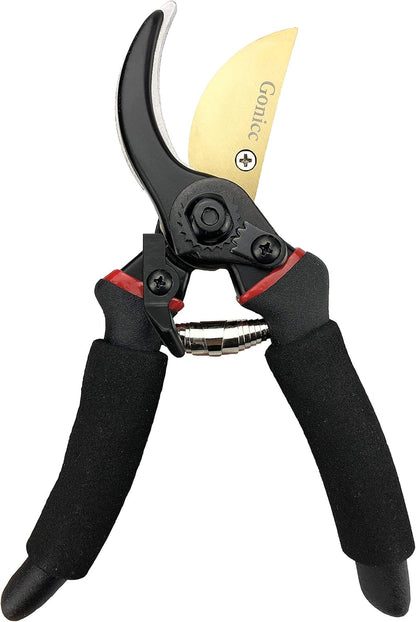 8" Professional Premium Titanium Bypass Pruning Shears (GPPS-1003), Hand Pruners, Garden Clippers.