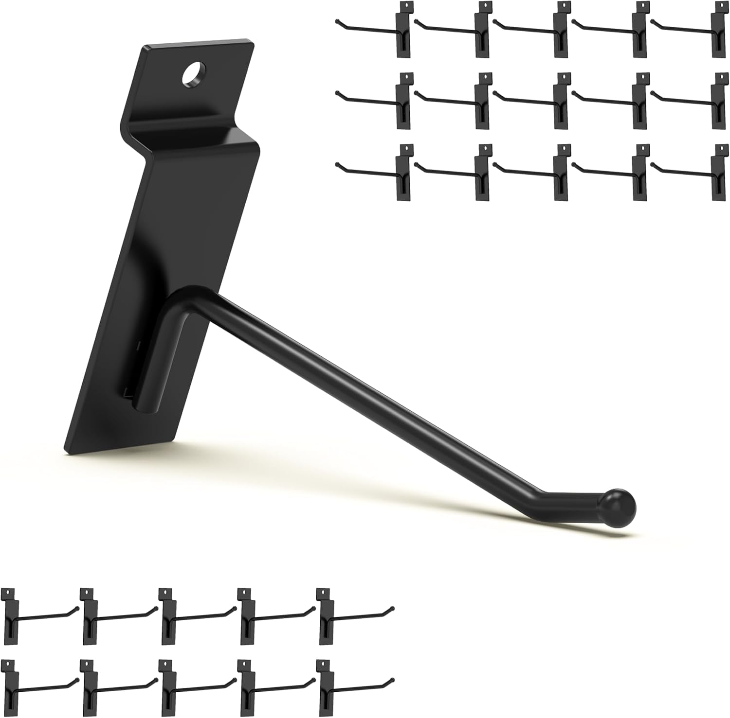 Black Slatwall Hooks 4 Inch, 25PC, Heavy Duty, Slat Wall Hanging Hooks, Display Hooks for Retail, Slatwall Accessories
