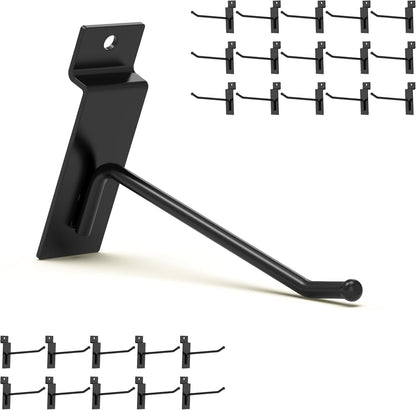 Black Slatwall Hooks 4 Inch, 25PC, Heavy Duty, Slat Wall Hanging Hooks, Display Hooks for Retail, Slatwall Accessories