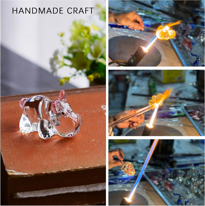 2.8Inch Crystal Hippo Figurines Collectibles Gift for Mom from Daughter Art Glass Hippopotamus Statue Animal Paperweight Ornament for Table Home Decoration