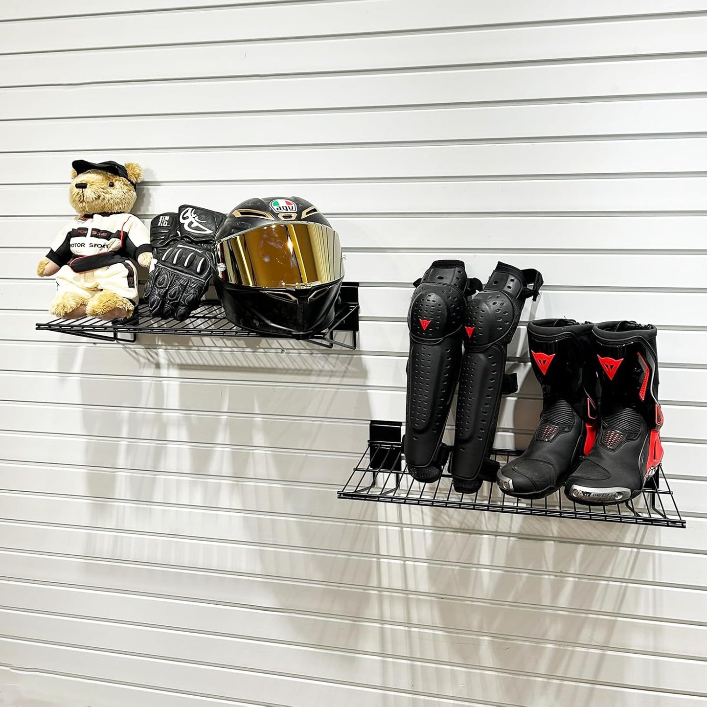 Slatwall Shelves 24 Inch, Heavy Duty Slatwall Accessories, Slat Wall Wire Shelf, Gargage Storage Slatboard Shelves (2 Pack)