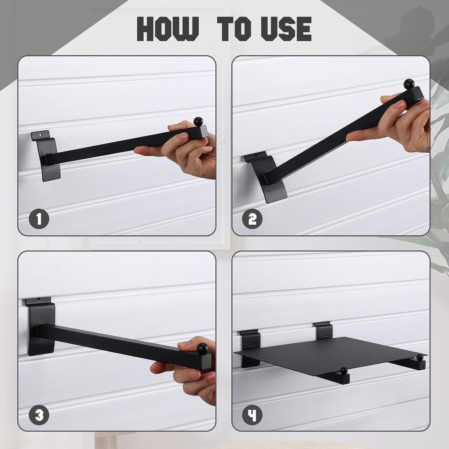 10 Pieces Slat Wall Faceout, 12 Inch Metal Square Straight Arm Hooks, Slatwall Hooks and Hangers Slatwall Accessories for Clothing Retail Garage Shop Display (Black)