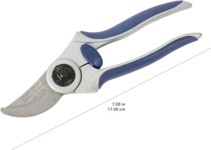 Professional Hand Pruners, Pruning Shears for Gardening, 7-Inch Steel Bypass Garden Scissors, Blue