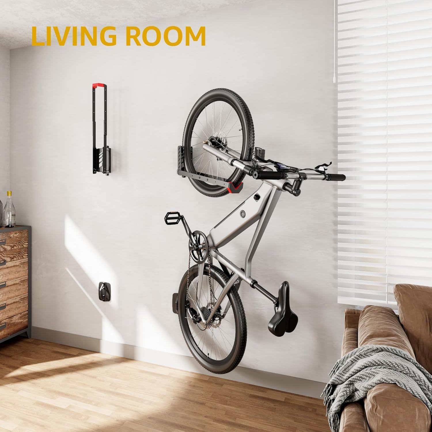 Swivel Bike Wall Mount, No Heavy Lifting Required Bike Wall Mount, Bike Hangers for Garage, Space-Saving Bike Rack Garage, Easy to Load and Unload, Bike Hanger Can Hold up to 77 Lbs