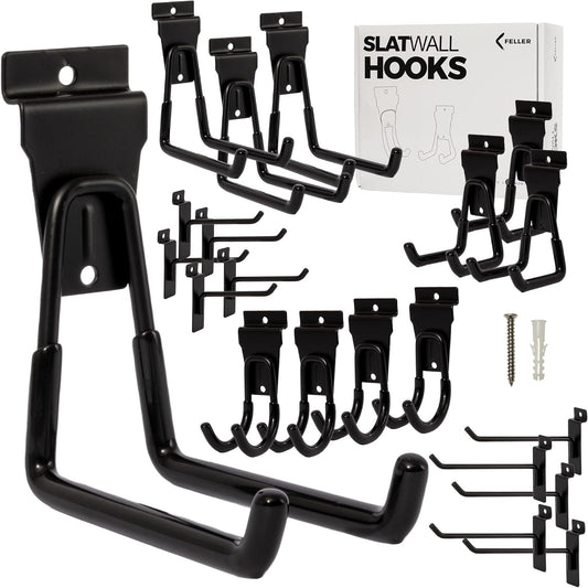 Slatwall Hooks and Slatwall Accessories - 20 Pack Premium Heavy Duty Single and Double Slatwall Hooks & Hangers for Efficient Storage, Used as Proslat Accessories