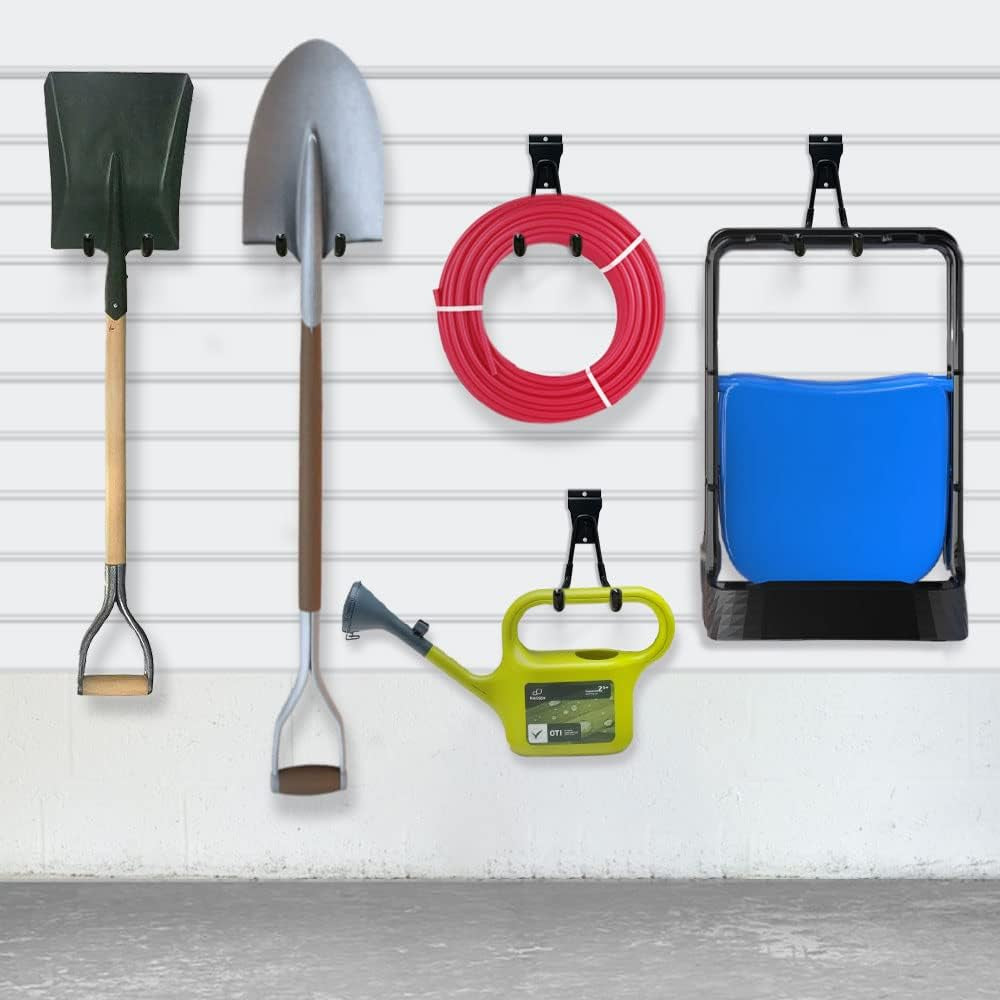 Slatwall Hooks, Slat Wall Accessories Multi Size Garage Hooks Storage Utility Hanging Hooks Wall Mount Tool Holder for Ladder Garden Tools (14 Pack, Black)