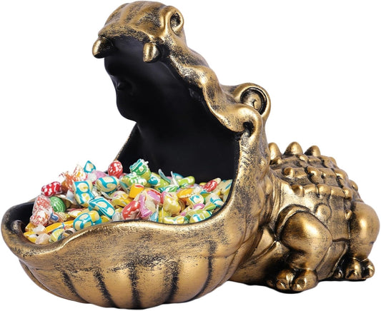 Fun Candy Dish,Alligator Candy for Animal Candy Dish,Unique Candy Bowl for Office,Hippo Decor and Alligator Decor-Key Bowl for Entryway Table,Lligator Statue Candy Accessories,Weird Art Box