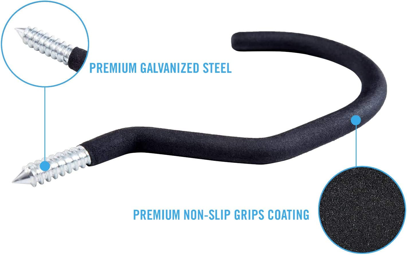 8 Pack Bike Hanger Storage Hook Rack, Rubber Coated Heavy Duty Large Screw in Ceiling Hooks for Garage Wall and Ceiling Bicycle Storage, Utility Tool Hanger (Black)