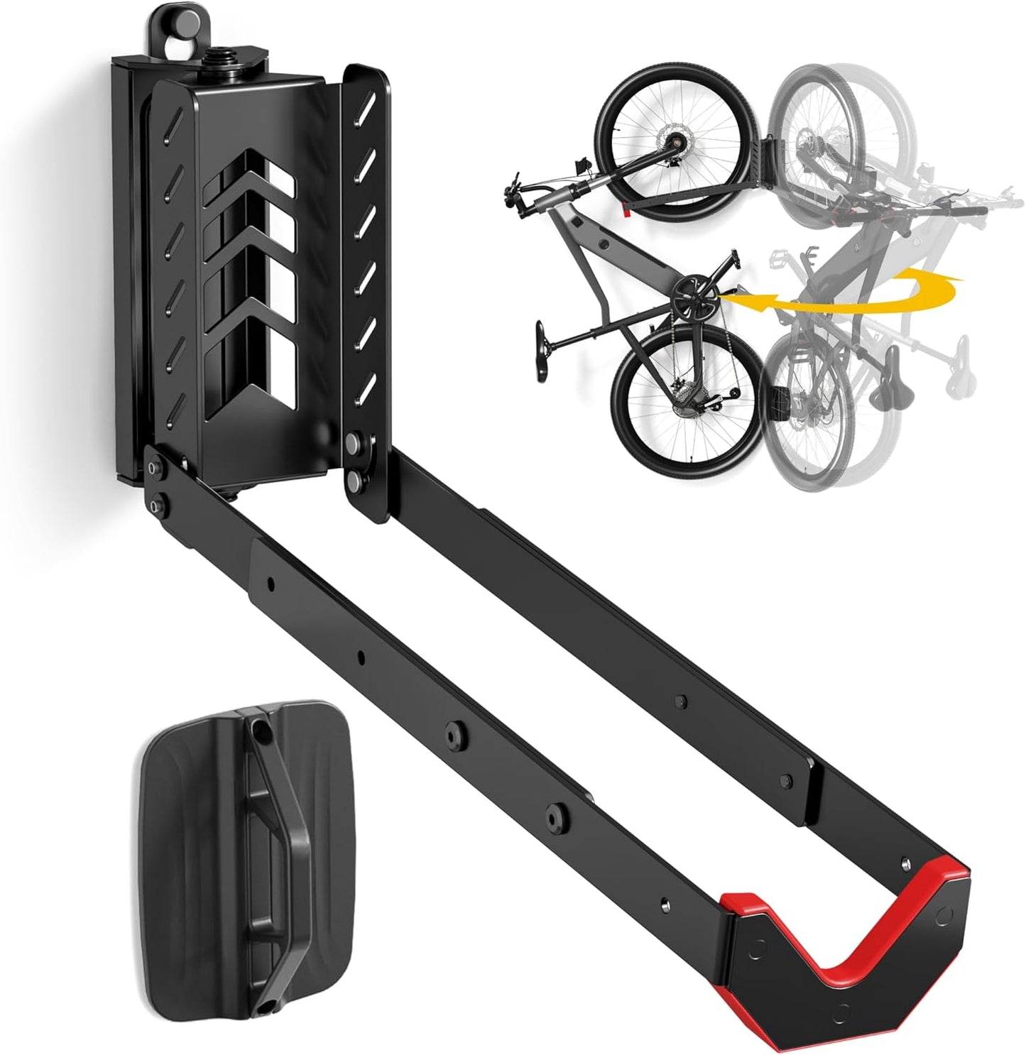 Swivel Bike Wall Mount, No Heavy Lifting Required Bike Wall Mount, Bike Hangers for Garage, Space-Saving Bike Rack Garage, Easy to Load and Unload, Bike Hanger Can Hold up to 77 Lbs