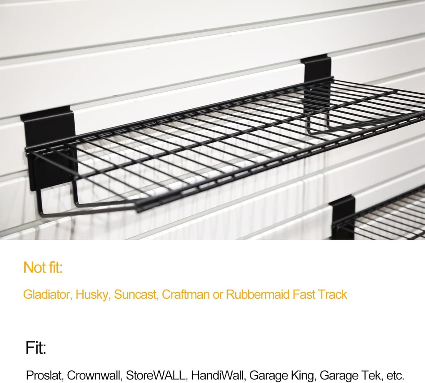 Slatwall Shelves 24 Inch, Heavy Duty Slatwall Accessories, Slat Wall Wire Shelf, Gargage Storage Slatboard Shelves (2 Pack)