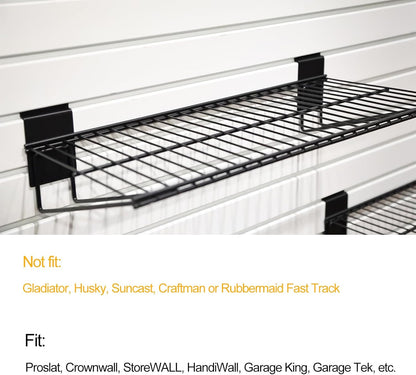Slatwall Shelves 24 Inch, Heavy Duty Slatwall Accessories, Slat Wall Wire Shelf, Gargage Storage Slatboard Shelves (2 Pack)