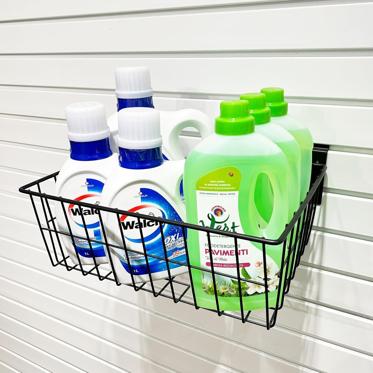 Slatwall Baskets 15 Inch, Large Slatwall Wire Baskets, Heavy-Duty Slat Wall Hanging Bins for Garage, Shops, Rooms, 2 Pack