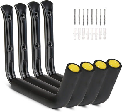 100 LB Capacity (15") Heavy Duty Garage Storage Hooks (4Packs) Kayak Storage Hanger Wall Mounted Rack for Hanging Ladders, Bikes