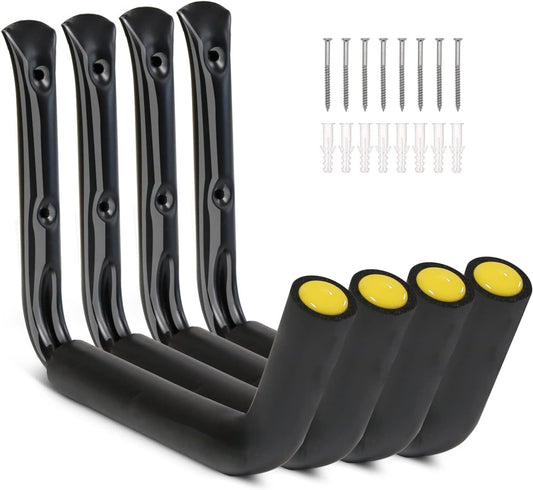 100 LB Capacity (15") Heavy Duty Garage Storage Hooks (4Packs) Kayak Storage Hanger Wall Mounted Rack for Hanging Ladders, Bikes