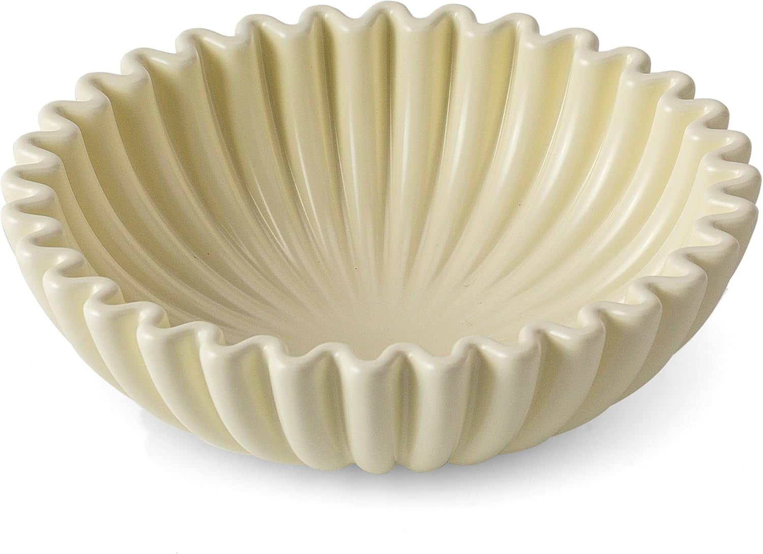 Large Decorative Bowl, White Ceramic Fruit Bowl for Kitchen Counter, Key Bowls for Entryway Table, Modern Coffee Table Home Decor, Scalloped Handmade Artwork