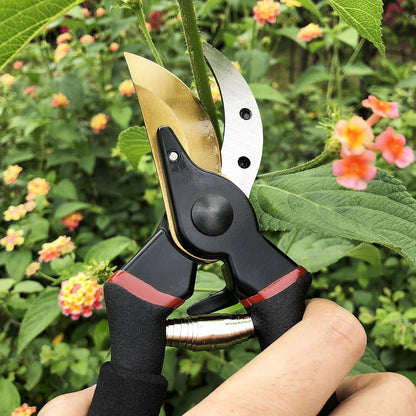 8" Professional Premium Titanium Bypass Pruning Shears (GPPS-1003), Hand Pruners, Garden Clippers.