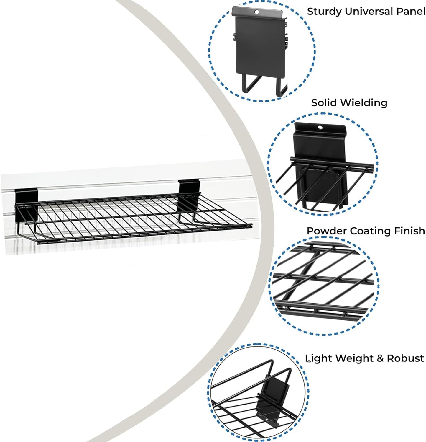 Slatwall Shelves 24 Inch, Heavy Duty Slatwall Accessories, Slat Wall Wire Shelf, Gargage Storage Slatboard Shelves (2 Pack)