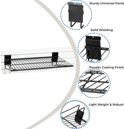 Slatwall Shelves 24 Inch, Heavy Duty Slatwall Accessories, Slat Wall Wire Shelf, Gargage Storage Slatboard Shelves (2 Pack)
