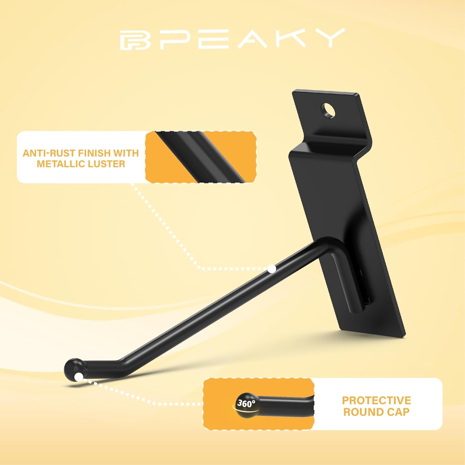 Black Slatwall Hooks 4 Inch, 25PC, Heavy Duty, Slat Wall Hanging Hooks, Display Hooks for Retail, Slatwall Accessories