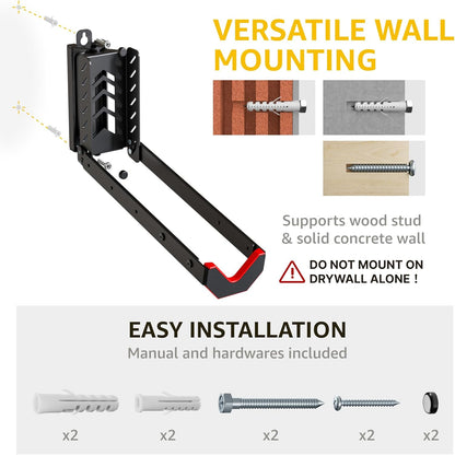 Swivel Bike Wall Mount, No Heavy Lifting Required Bike Wall Mount, Bike Hangers for Garage, Space-Saving Bike Rack Garage, Easy to Load and Unload, Bike Hanger Can Hold up to 77 Lbs