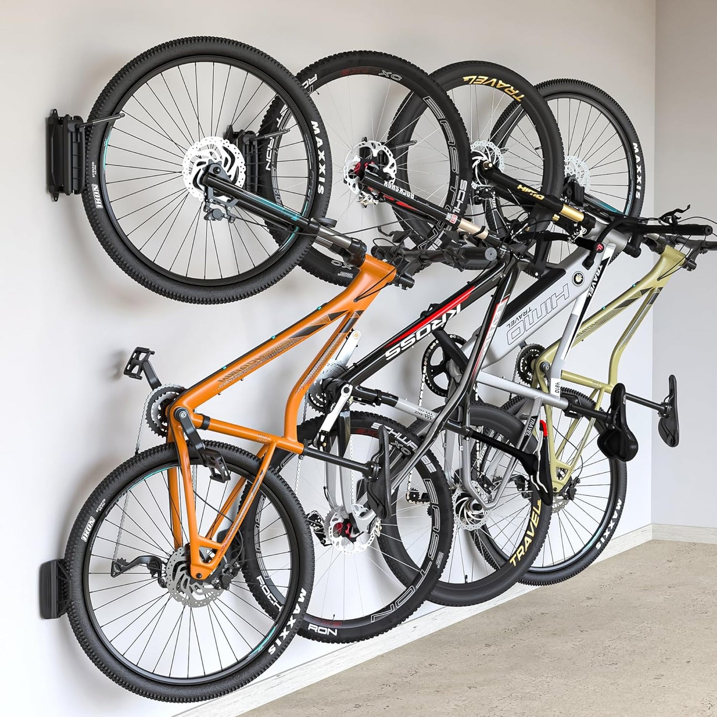Swivel Bike Wall Mount – 4 Pack Garage Bike Hanger & Space-Saving Vertical Bike Rack for Garage & Apartment, Sturdy Bike Storage Hook Holds 66 Lbs, Easy Installation & Scratch-Proof Design